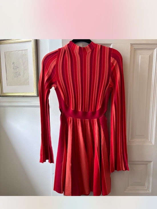 Acler Dresses & Skirts - Acler Red & Coral Striped Long-Sleeve Knit Dress